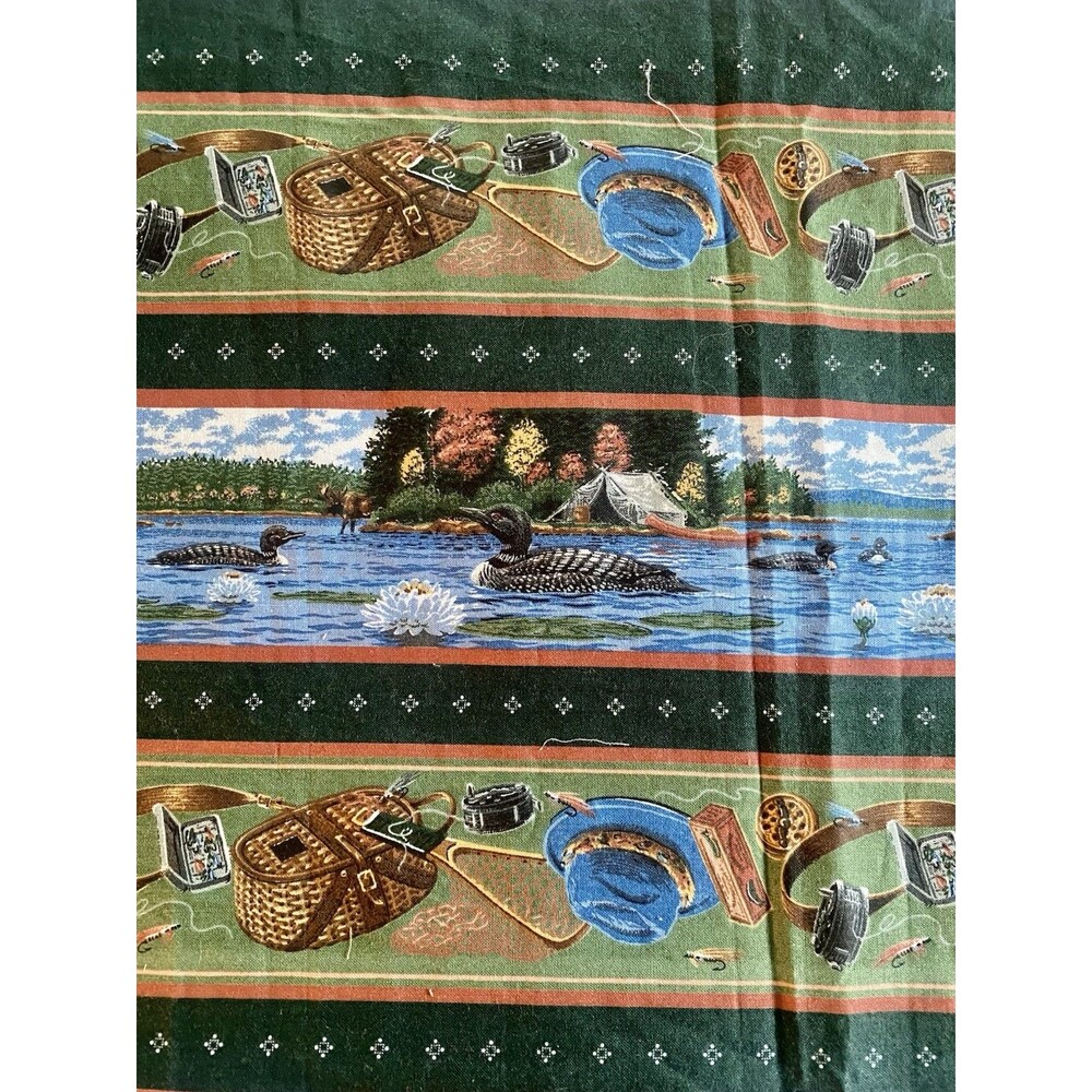 Joan Messmore Cranston Camping Loon Duck Hunting Fishing Cotton Fabric 2 Pieces